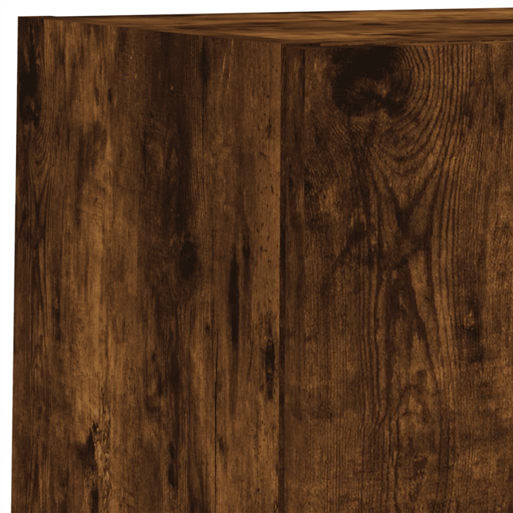 Unități de perete TV cu LED-uri, 6 piese, stejar fumuriu, lemn GartenMobel Dekor