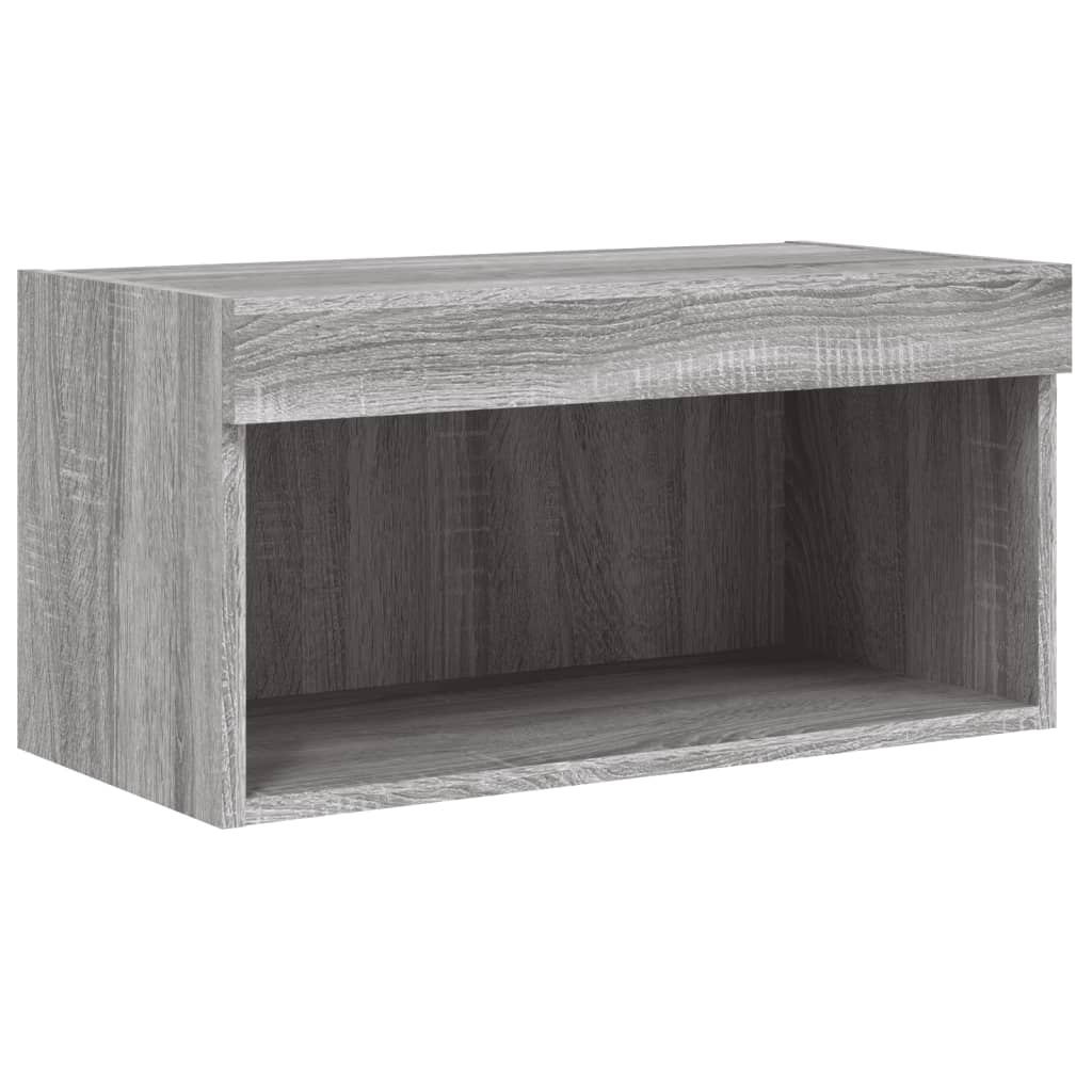 Unități de perete TV cu LED-uri, 8 piese, gri sonoma, lemn GartenMobel Dekor