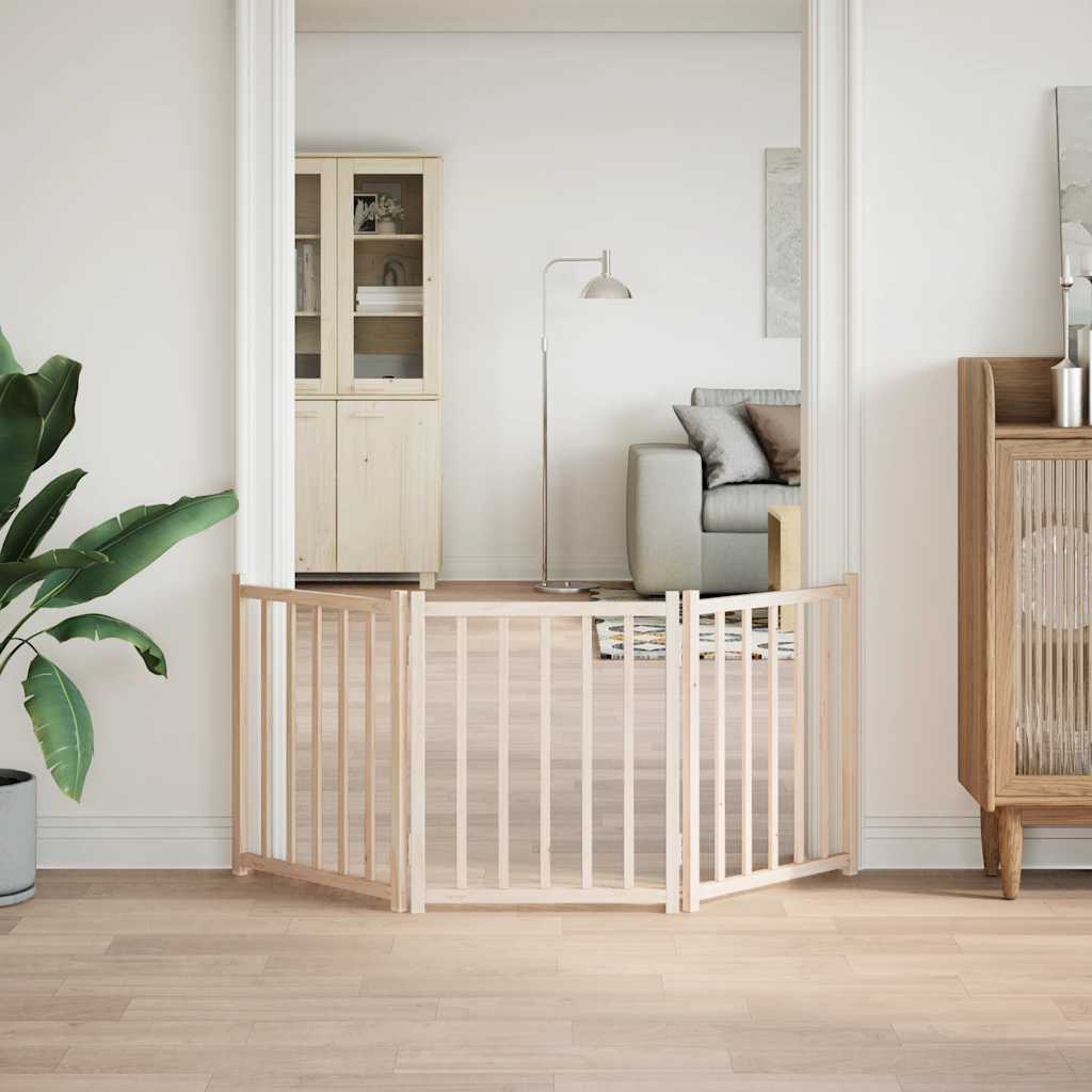 Poartă pentru câini pliabilă, 3 panouri, 150 cm, lemn de brad GartenMobel Dekor