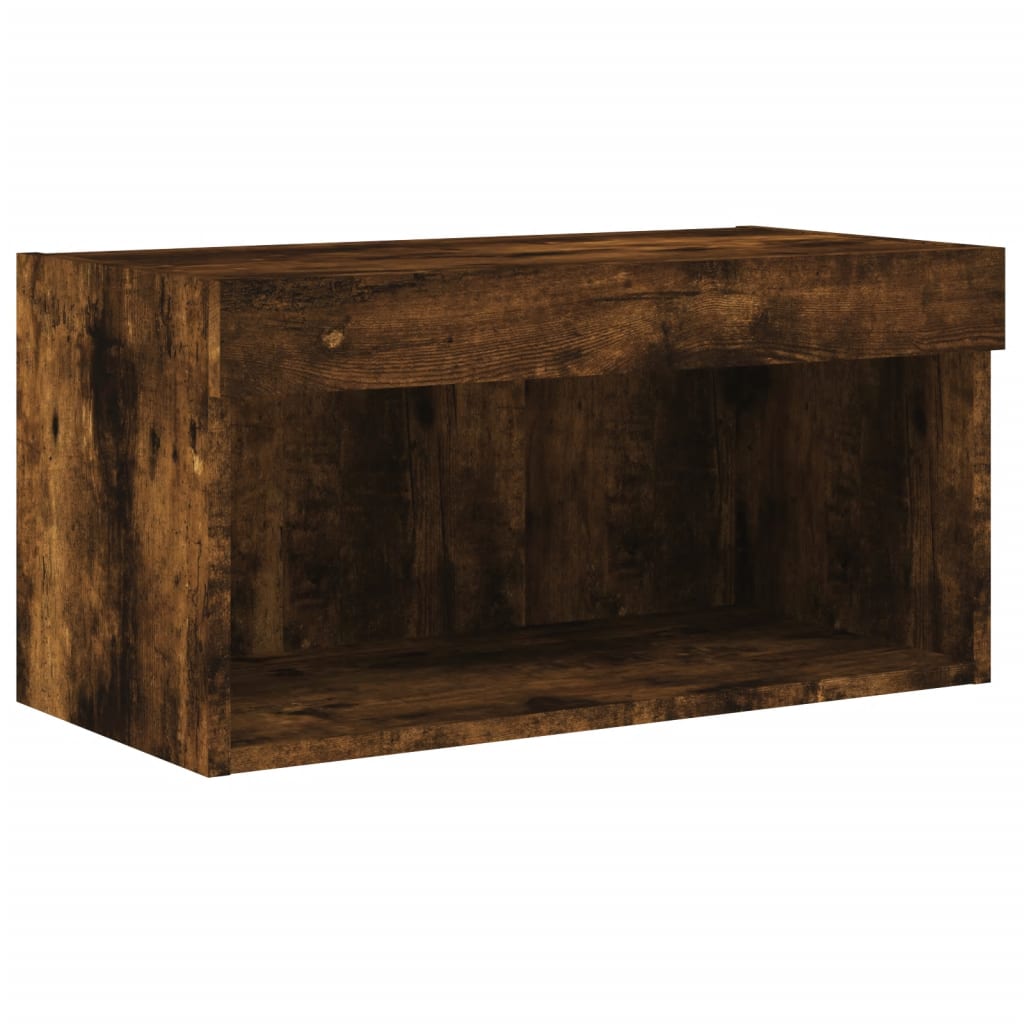 Comodă TV cu lumini LED, stejar fumuriu, 60x30x30 cm GartenMobel Dekor