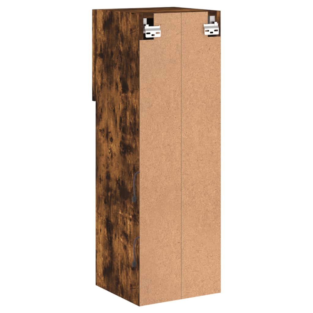Comode TV cu lumini LED, 2 buc., stejar fumuriu, 30,5x30x90 cm GartenMobel Dekor
