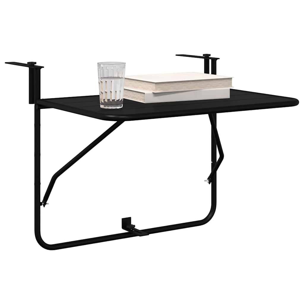 Masă Suspendată pentru Balcon Negru 60 x 39 x 65 cm Oțel GartenMobel Dekor