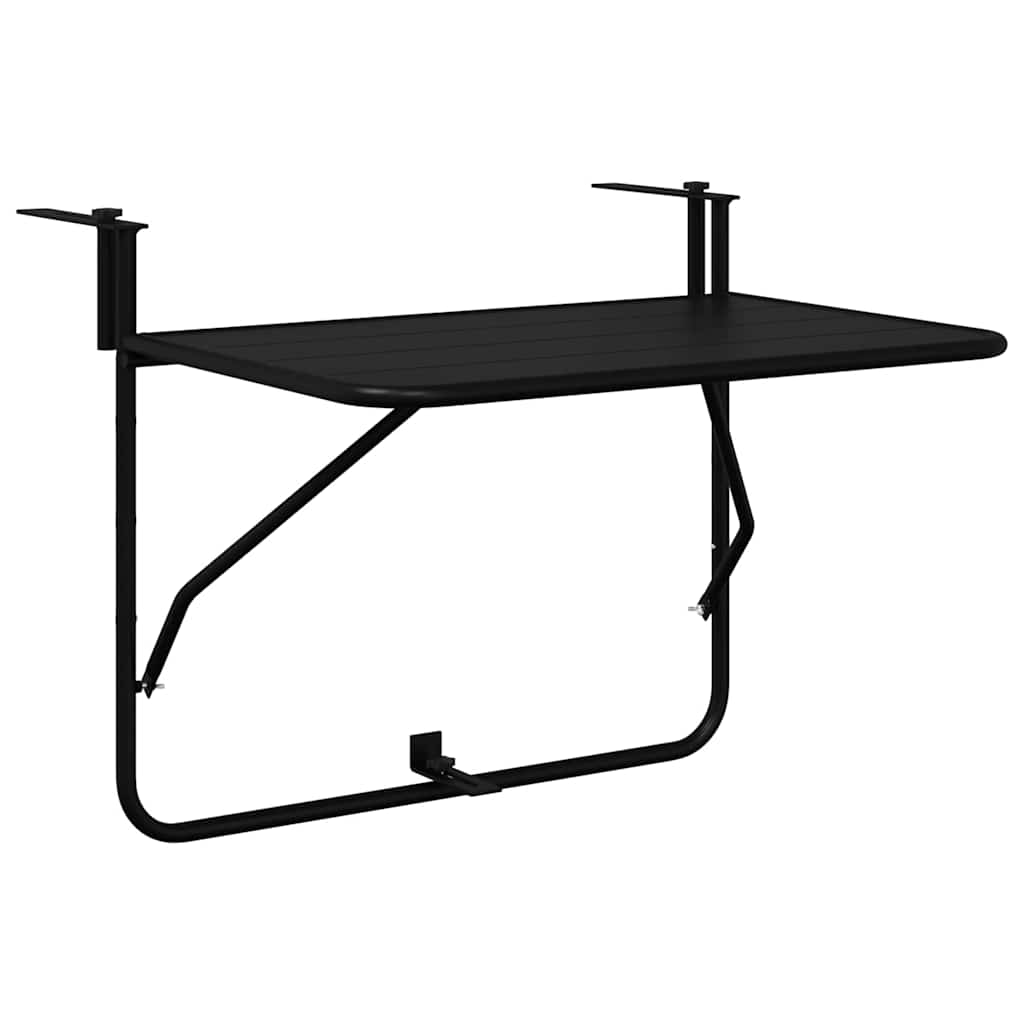 Masă Suspendată pentru Balcon Negru 60 x 39 x 65 cm Oțel GartenMobel Dekor