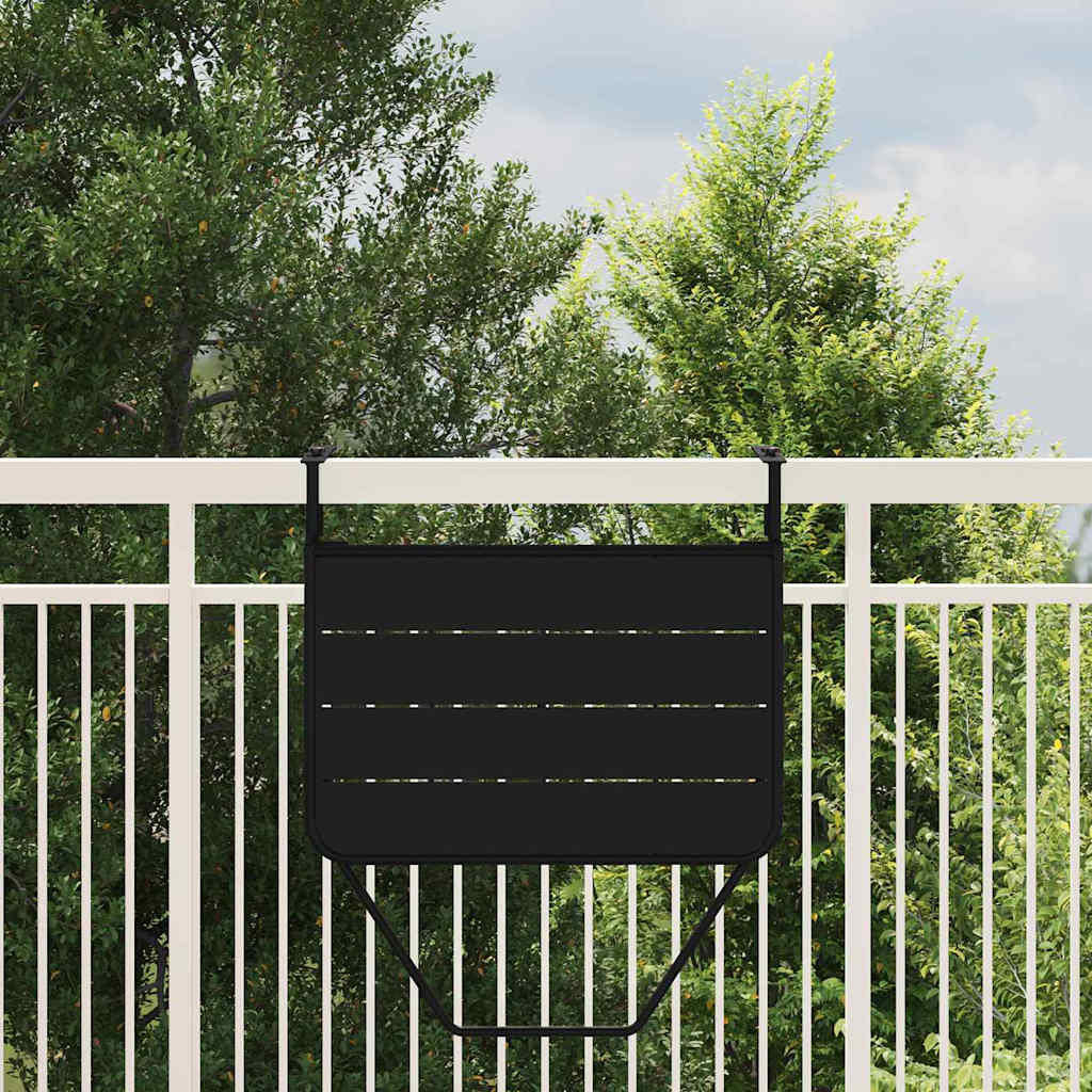 Masă Suspendată pentru Balcon Negru 60 x 39 x 65 cm Oțel GartenMobel Dekor