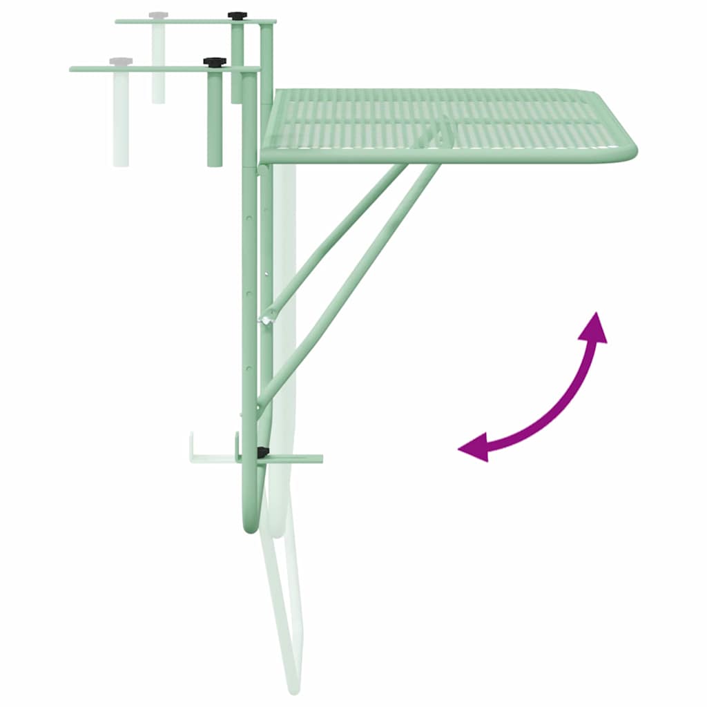 Masă Suspendată pentru Balcon Verde mentă 60 x 39 x 65 cm Oțel GartenMobel Dekor