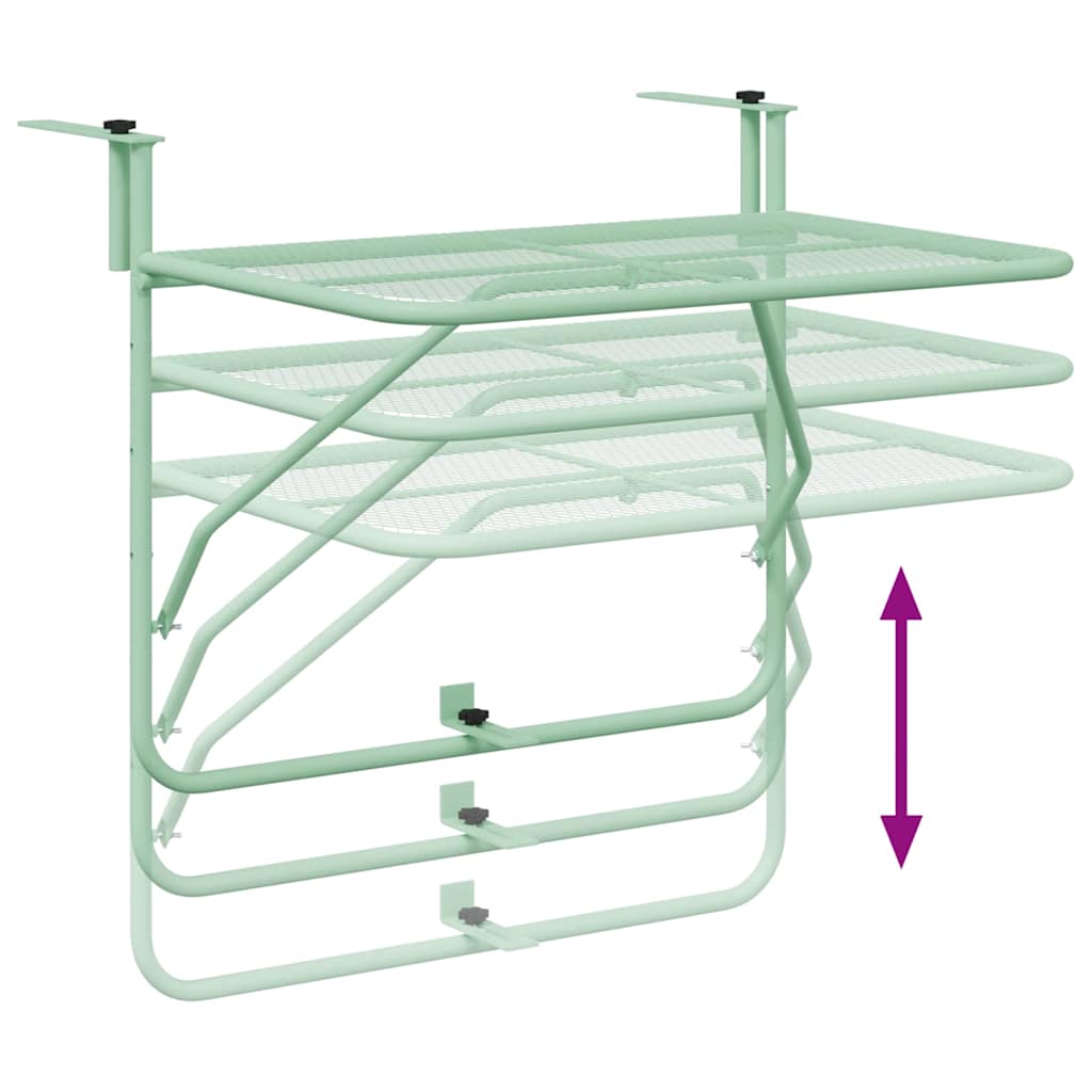 Masă Suspendată pentru Balcon Verde mentă 60 x 39 x 65 cm Oțel GartenMobel Dekor