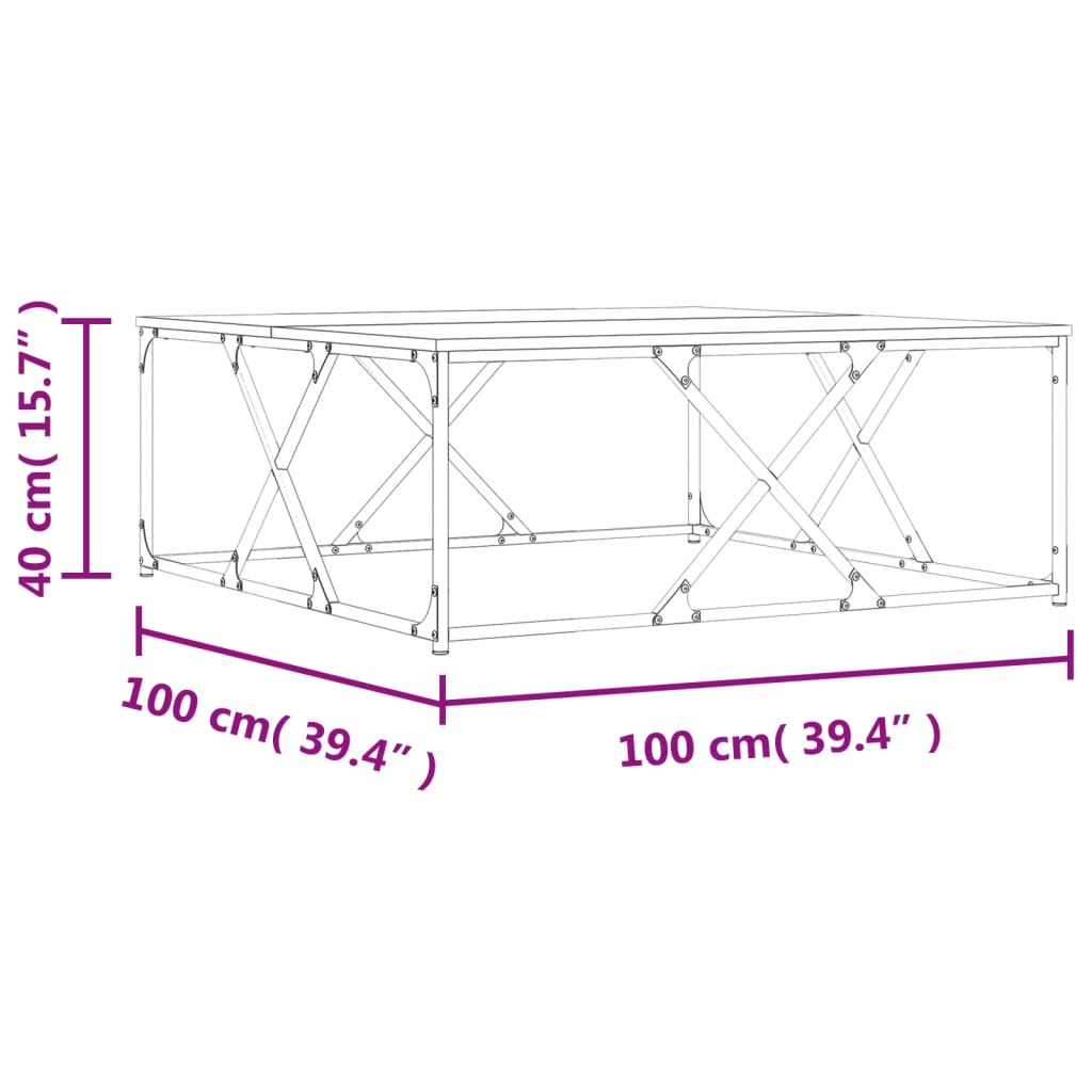 Măsuță de cafea stejar fumuriu 100x100x40 cm din lemn prelucrat GartenMobel Dekor