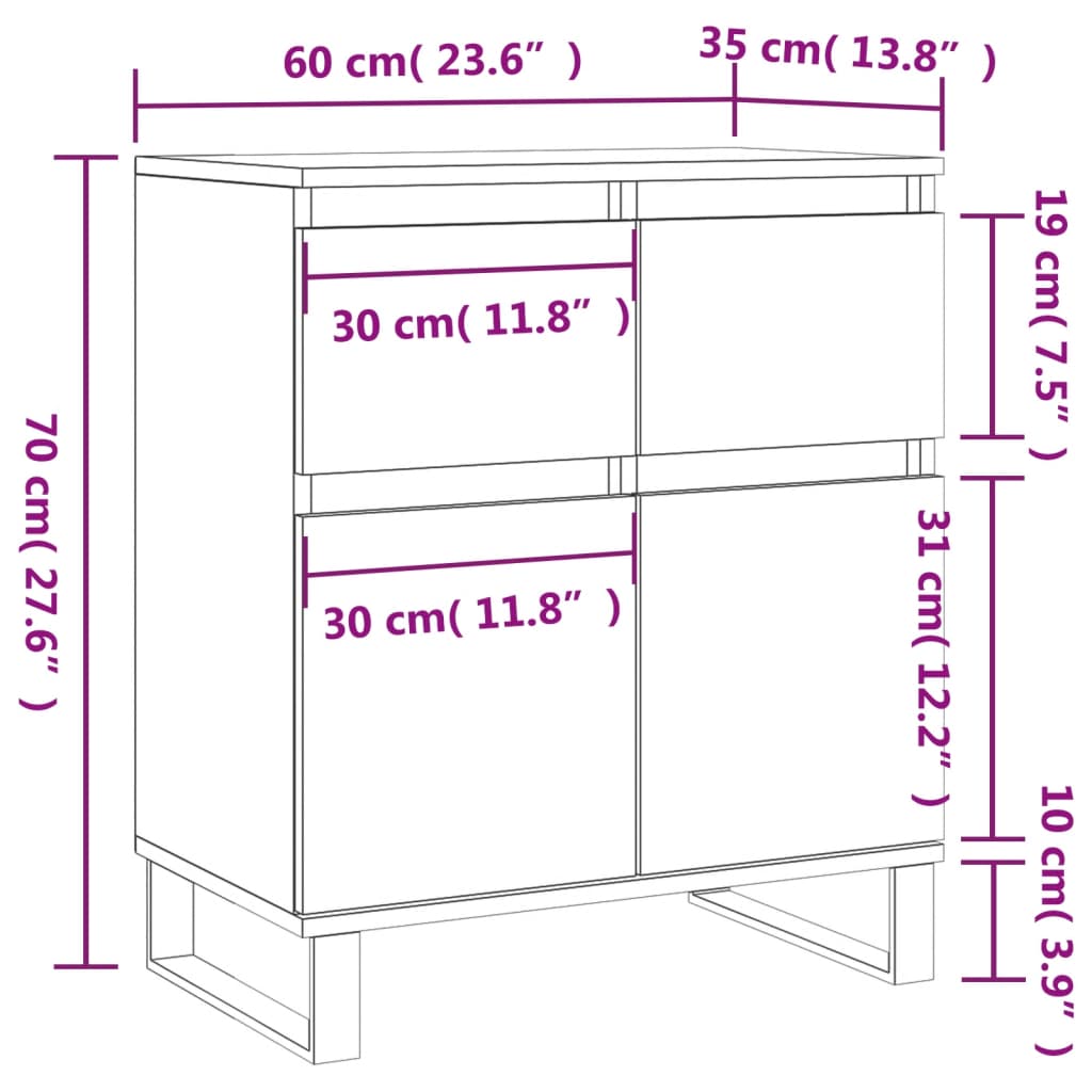 Servantă, sonoma gri, 60x35x70 cm, lemn prelucrat GartenMobel Dekor