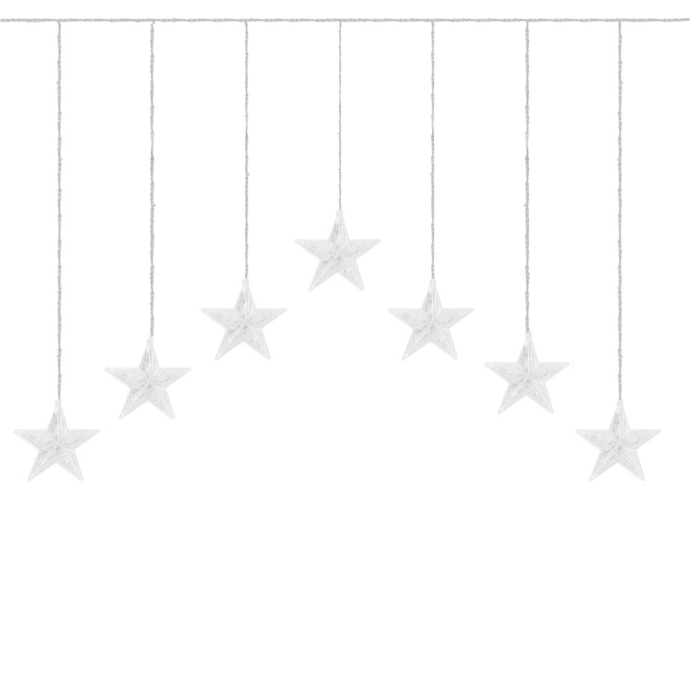 (DL) Ghirlanda luminoasa tip perdea cu stelute 72 LED-uri, 2m, pentru interior/exterior, iluminare alb Household NewTrend
