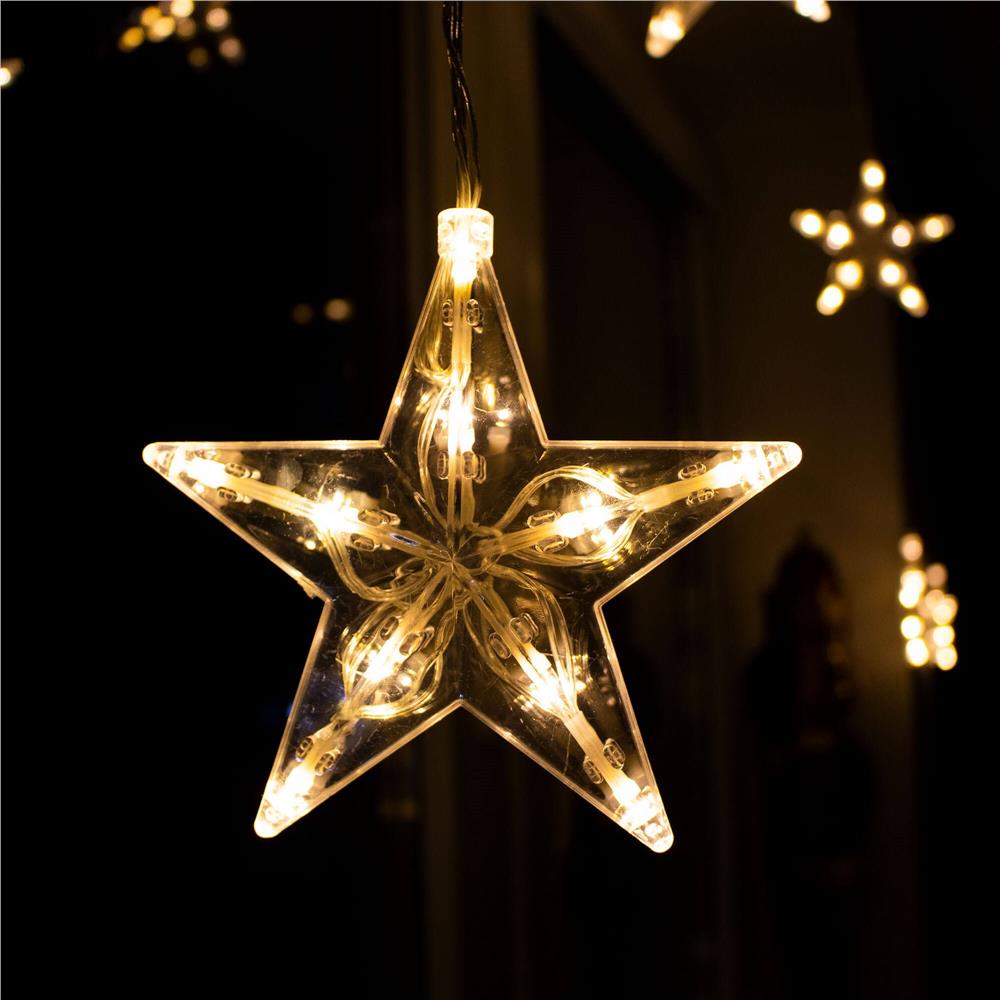 (DL) Ghirlanda luminoasa tip perdea cu stelute 72 LED-uri, 2m, pentru interior/exterior, iluminare alb Household NewTrend