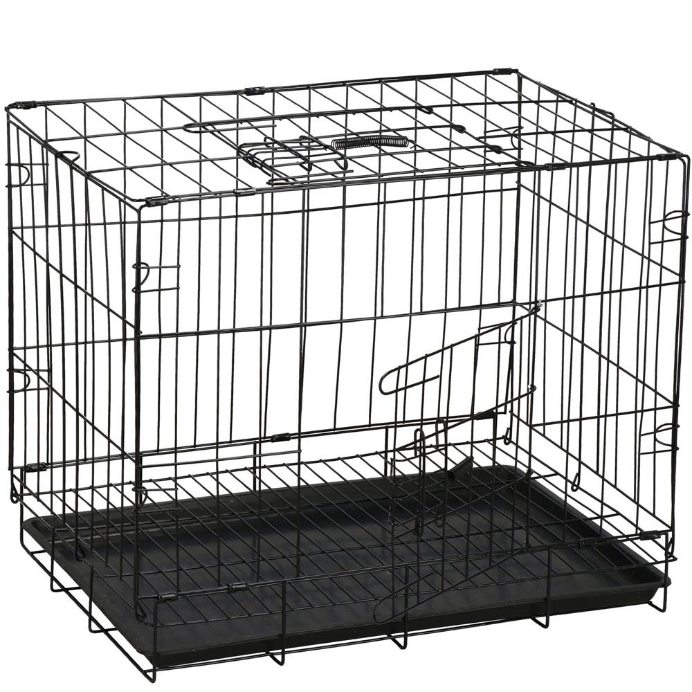 Cusca pentru animale, 2 usi, Pliabila din metal, M, Negru, 50x42x34 cm Household NewTrend