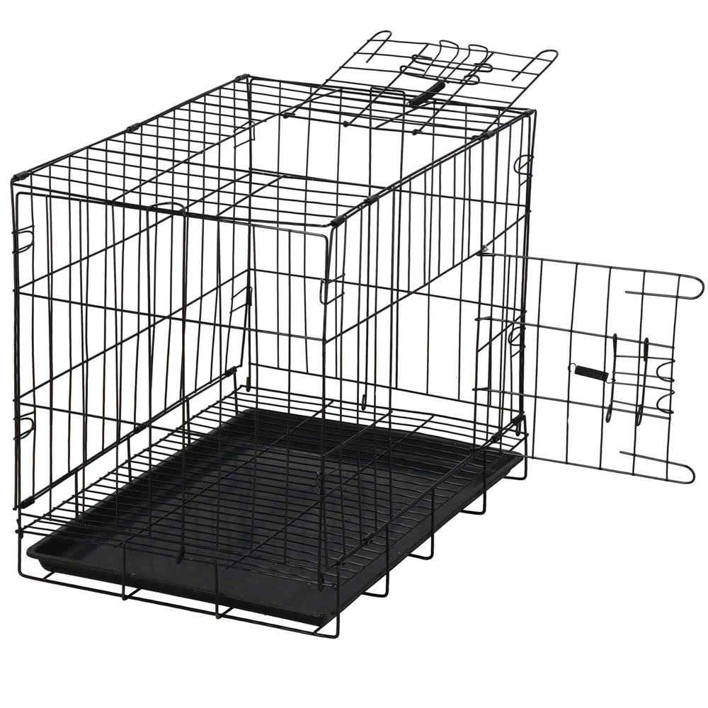Cusca pentru animale, 2 usi, Pliabila din metal, M, Negru, 50x42x34 cm Household NewTrend