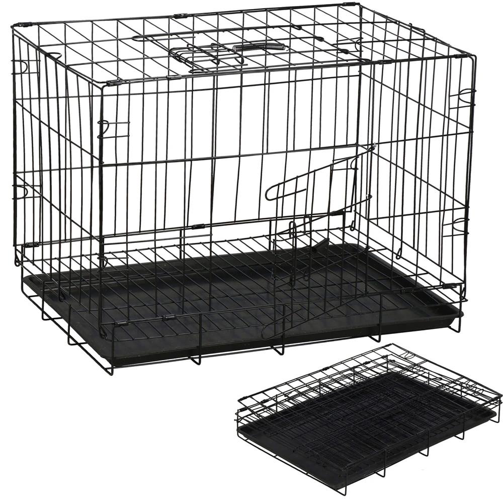 Cusca pentru animale, 2 usi, Pliabila din metal, M, Negru, 50x42x34 cm Household NewTrend