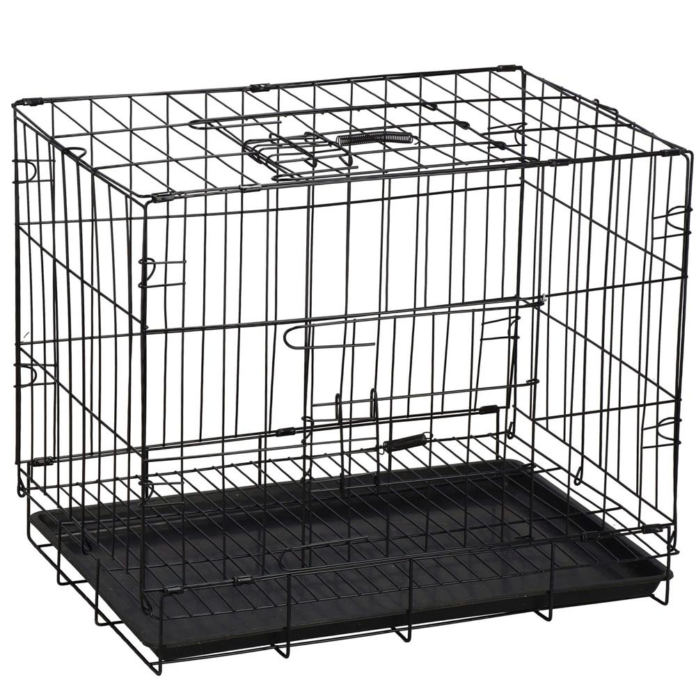Cusca pentru animale, 2 usi, Pliabila din metal, M, Negru, 50x42x34 cm Household NewTrend