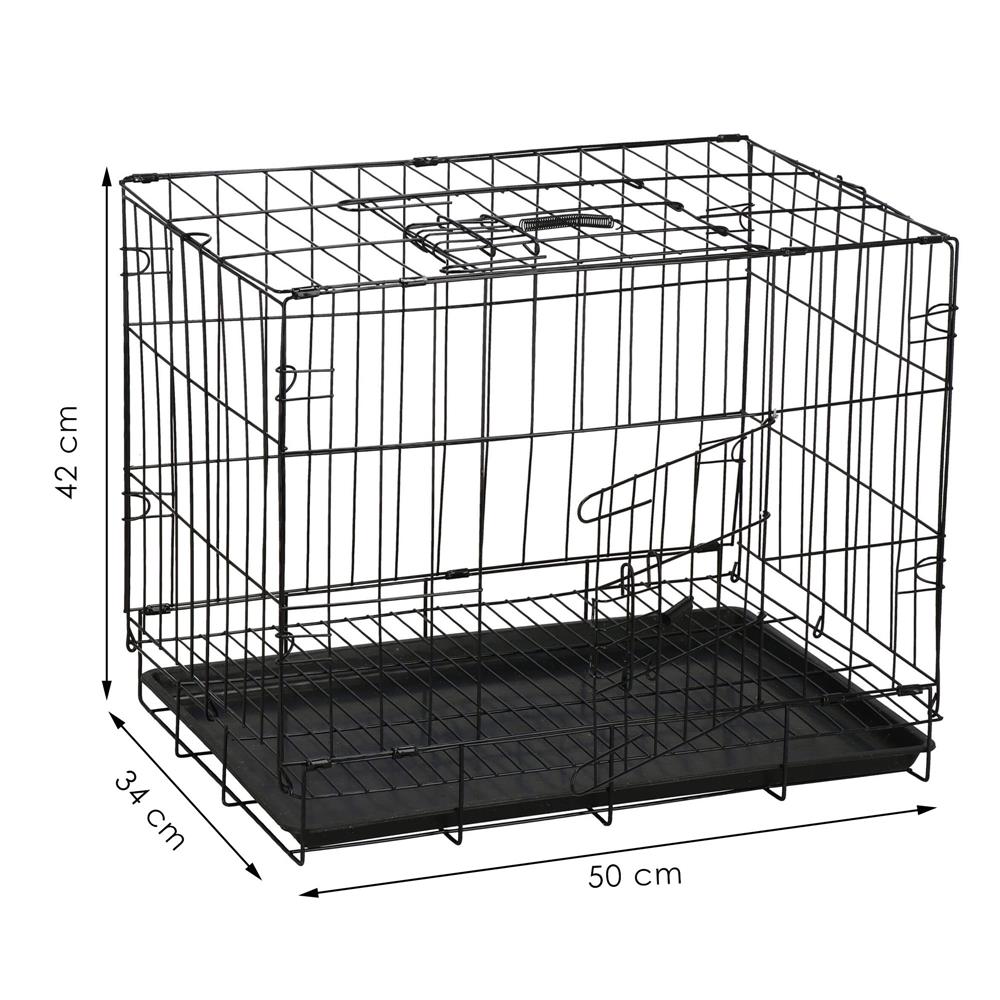 Cusca pentru animale, 2 usi, Pliabila din metal, M, Negru, 50x42x34 cm Household NewTrend