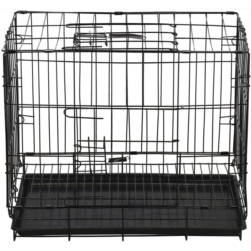 Cusca pentru animale, 2 usi, Pliabila din metal, M, Negru, 50x42x34 cm Household NewTrend