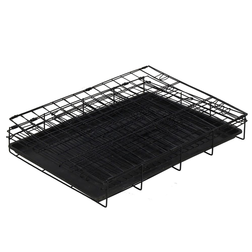 Cusca pentru animale, 2 usi, Pliabila din metal, M, Negru, 50x42x34 cm Household NewTrend