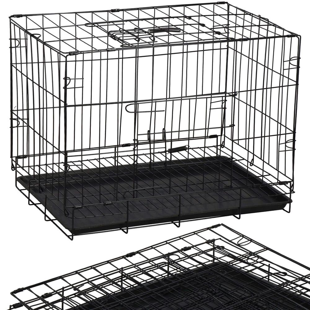 Cusca pentru animale, 2 usi, Pliabila din metal, M, Negru, 50x42x34 cm Household NewTrend