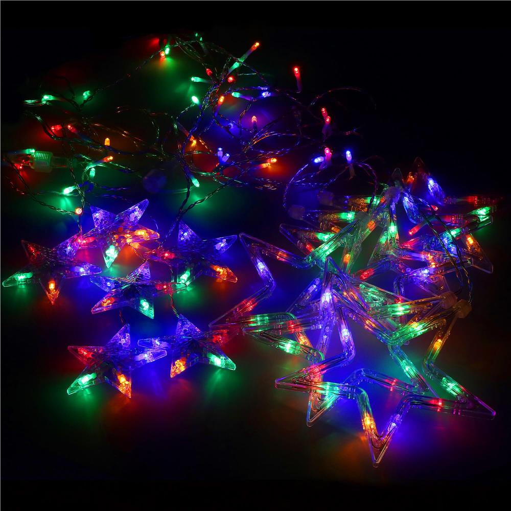Ghirlanda luminoasa tip perdea cu stelute 138 LED-uri, 2m, pentru interior/exterior, iluminare multicolor Household NewTrend