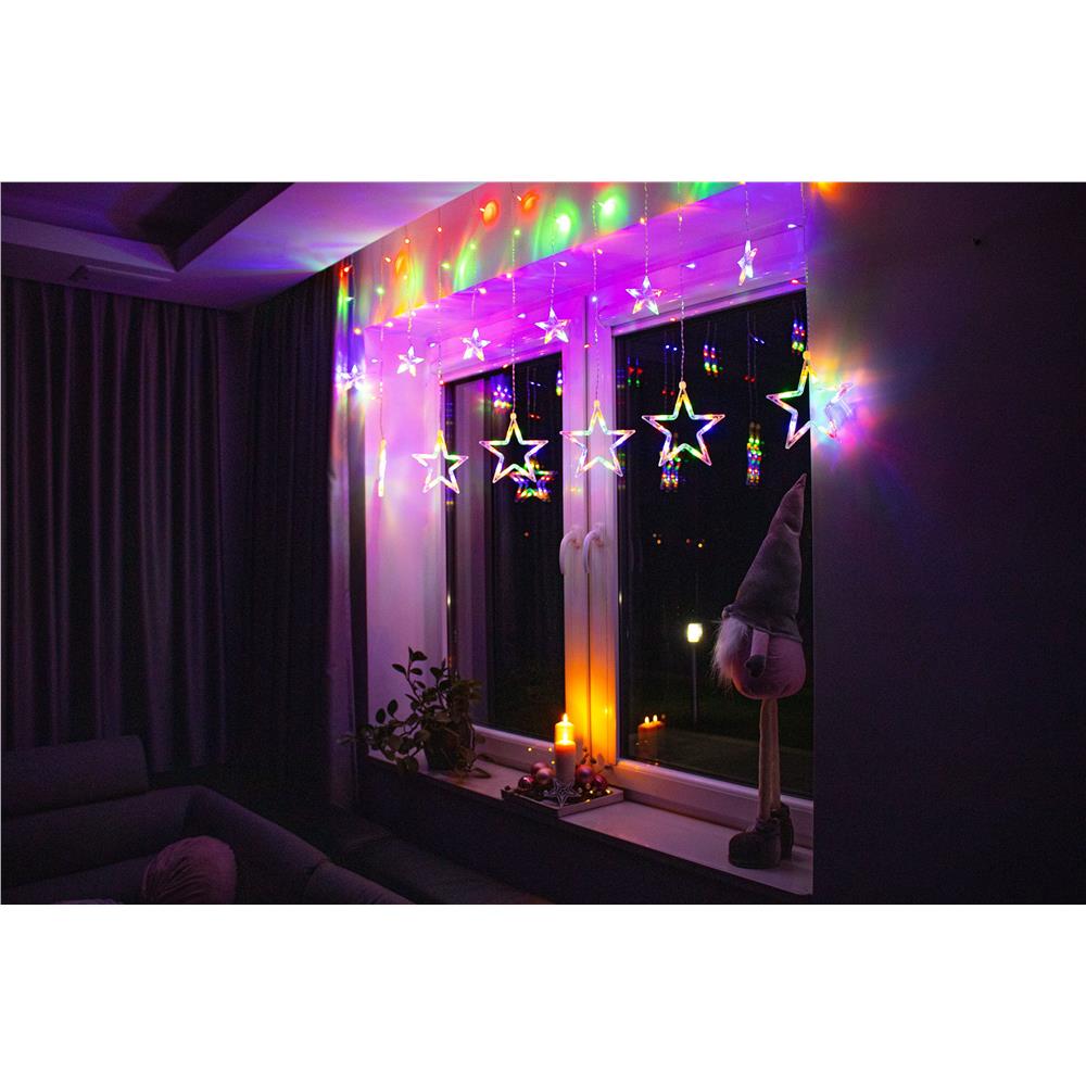 Ghirlanda luminoasa tip perdea cu stelute 138 LED-uri, 2m, pentru interior/exterior, iluminare multicolor Household NewTrend