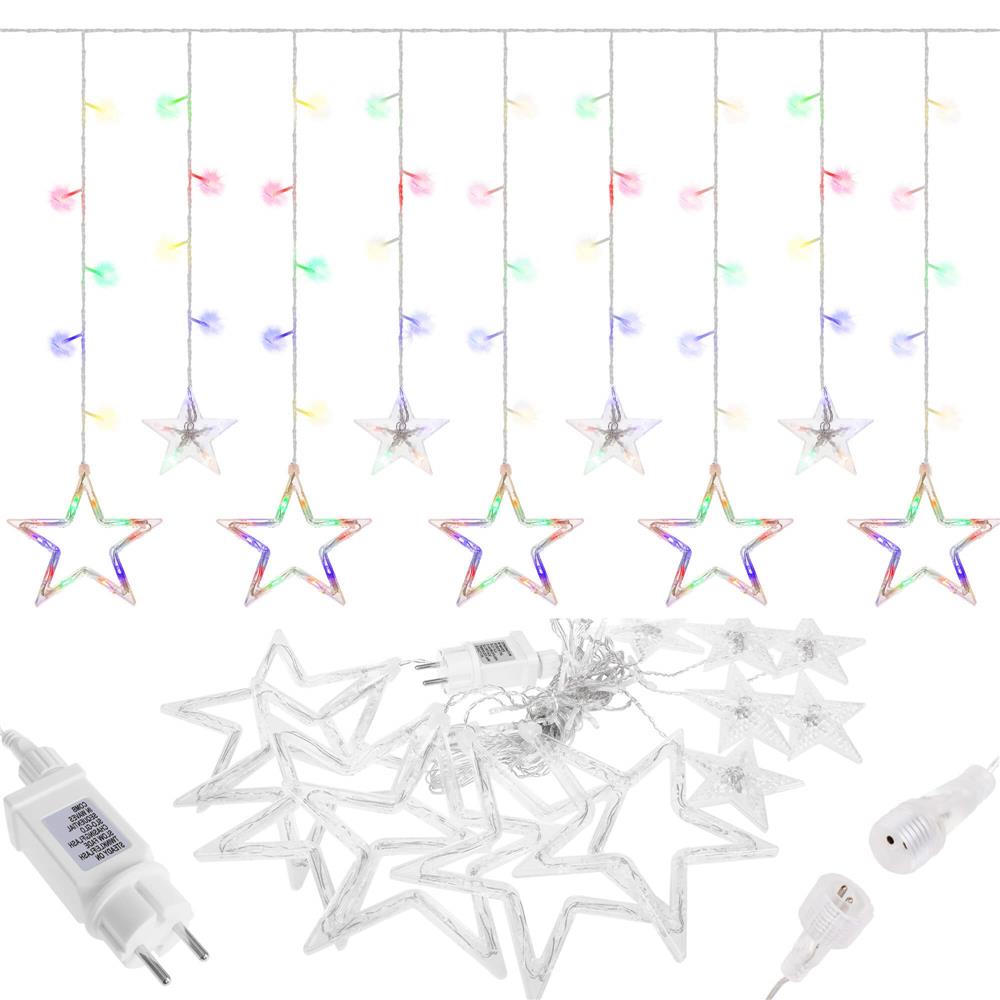 Ghirlanda luminoasa tip perdea cu stelute 138 LED-uri, 2m, pentru interior/exterior, iluminare multicolor Household NewTrend