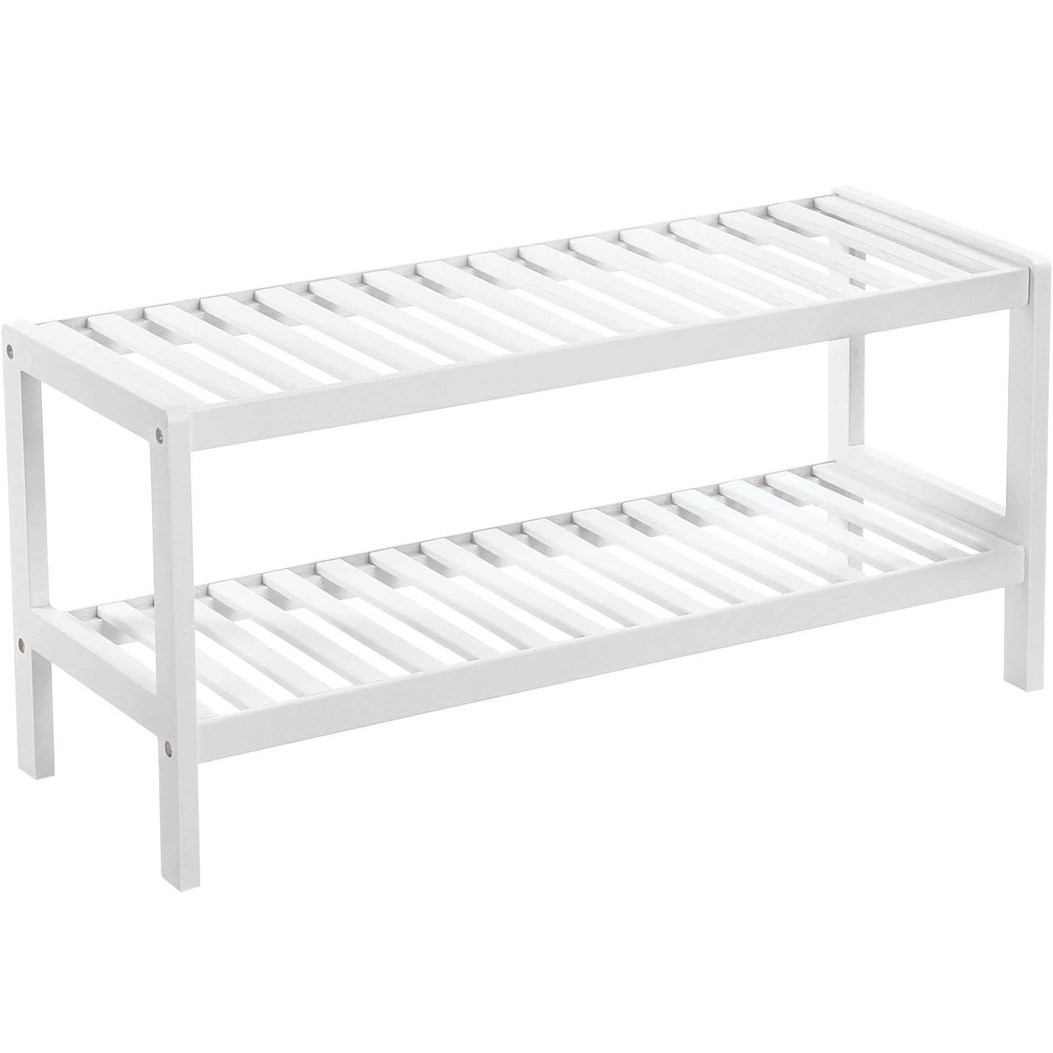 Raft de depozitare din bambus, cu 2 niveluri, 26x70x33cm, alb Household NewTrend