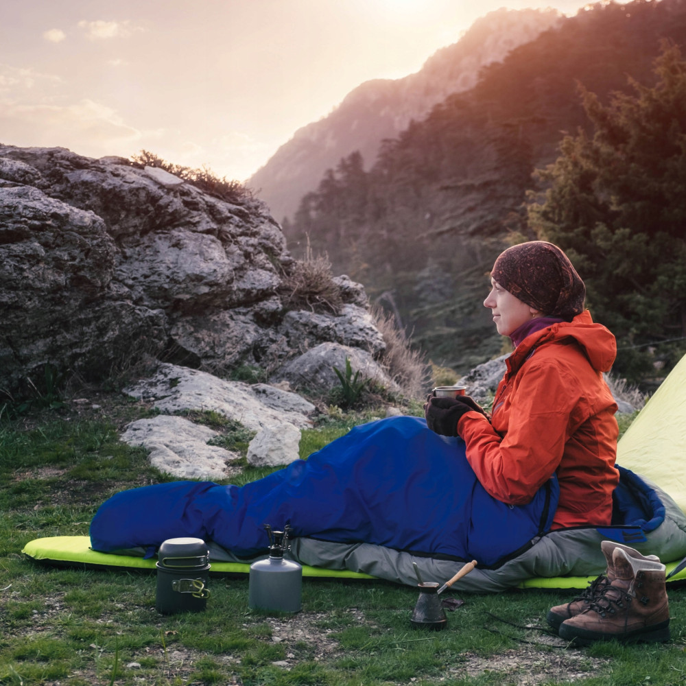 Sac de Dormit tip Mumie sau Pilota 2-in-1 pentru Camping, Impermeabil, Albastru