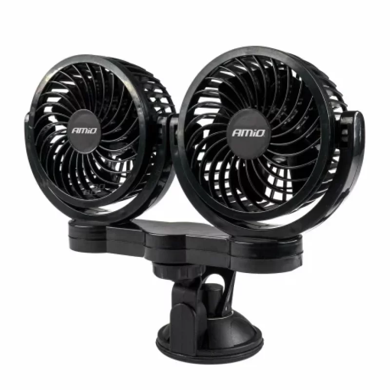 Ventilator auto dublu cu 2 viteze fixare cu ventuza diametru 2x4'' Amio 24V Garage AutoRide