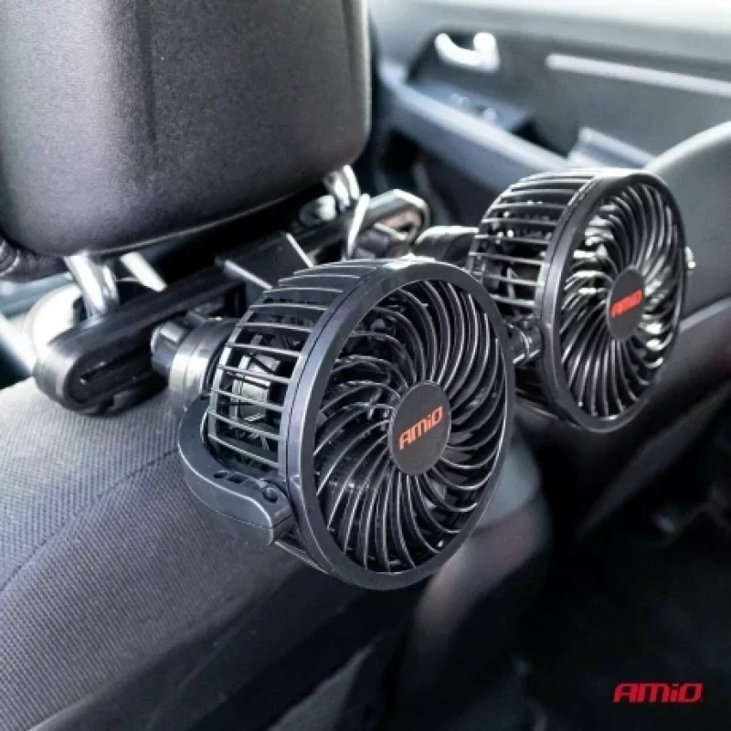 Ventilator auto dublu cu 2 viteze fixare la tetiera diametru 2x4'' Amio 12V Garage AutoRide