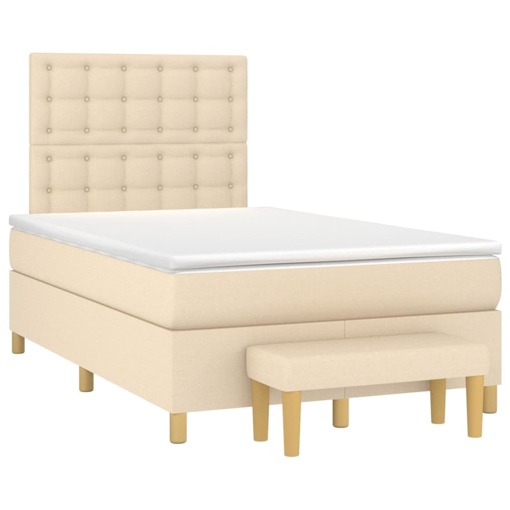 Pat box spring cu saltea, crem, 120x200 cm, textil GartenMobel Dekor