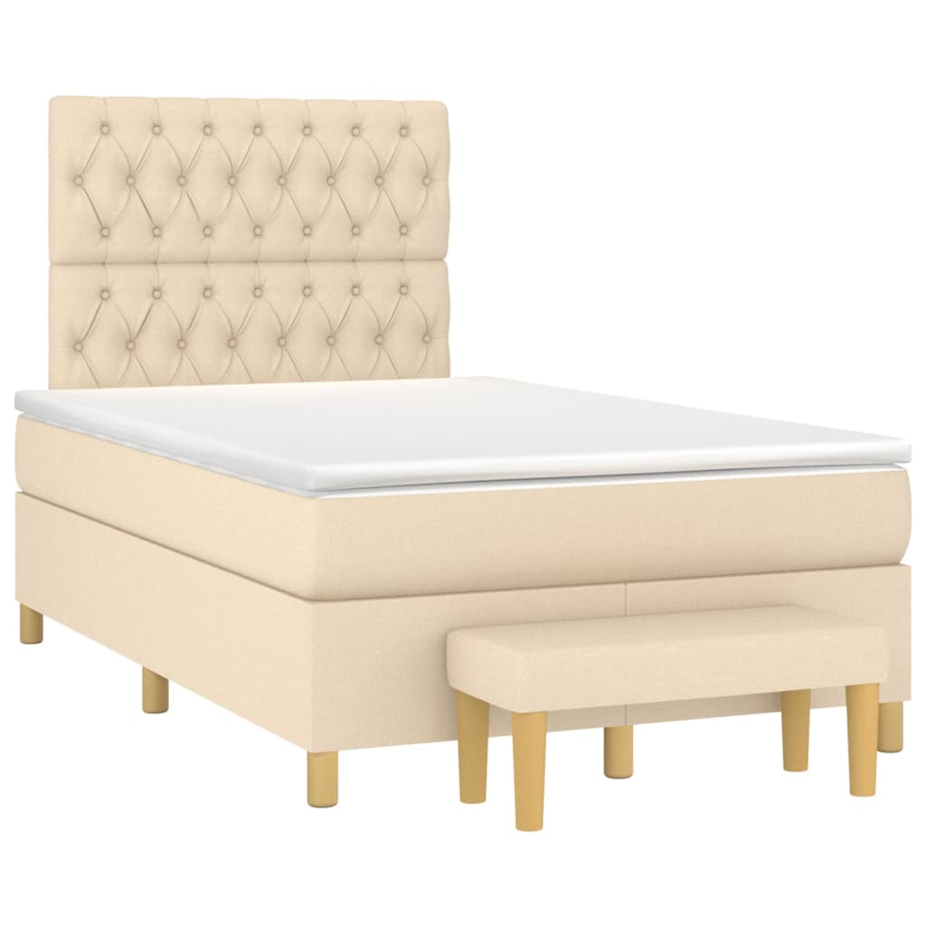 Pat box spring cu saltea, crem, 120x200 cm, textil GartenMobel Dekor