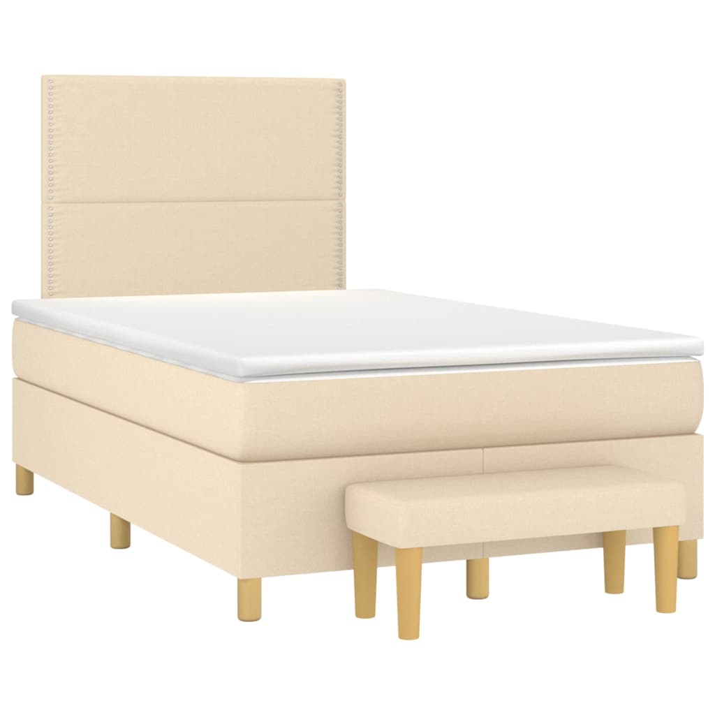 Pat box spring cu saltea, crem, 120x200 cm, textil GartenMobel Dekor