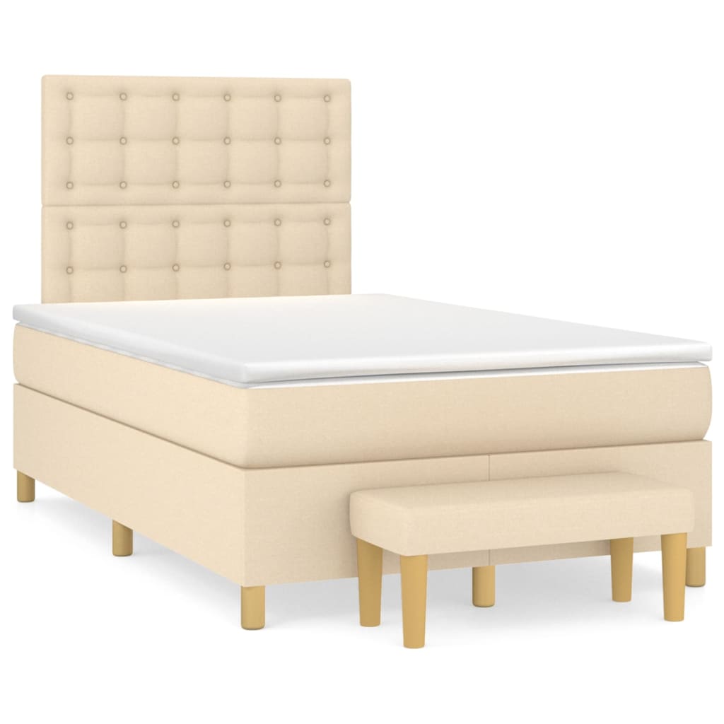 Pat box spring cu saltea, crem, 120x200 cm, textil GartenMobel Dekor