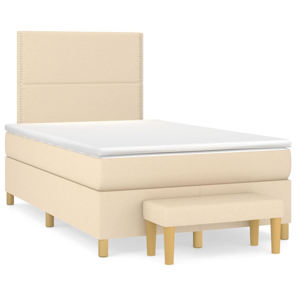 Pat box spring cu saltea, crem, 120x200 cm, textil GartenMobel Dekor