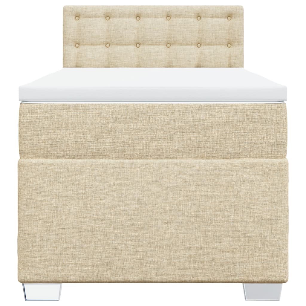Pat box spring cu saltea, crem, 80x200 cm, textil GartenMobel Dekor