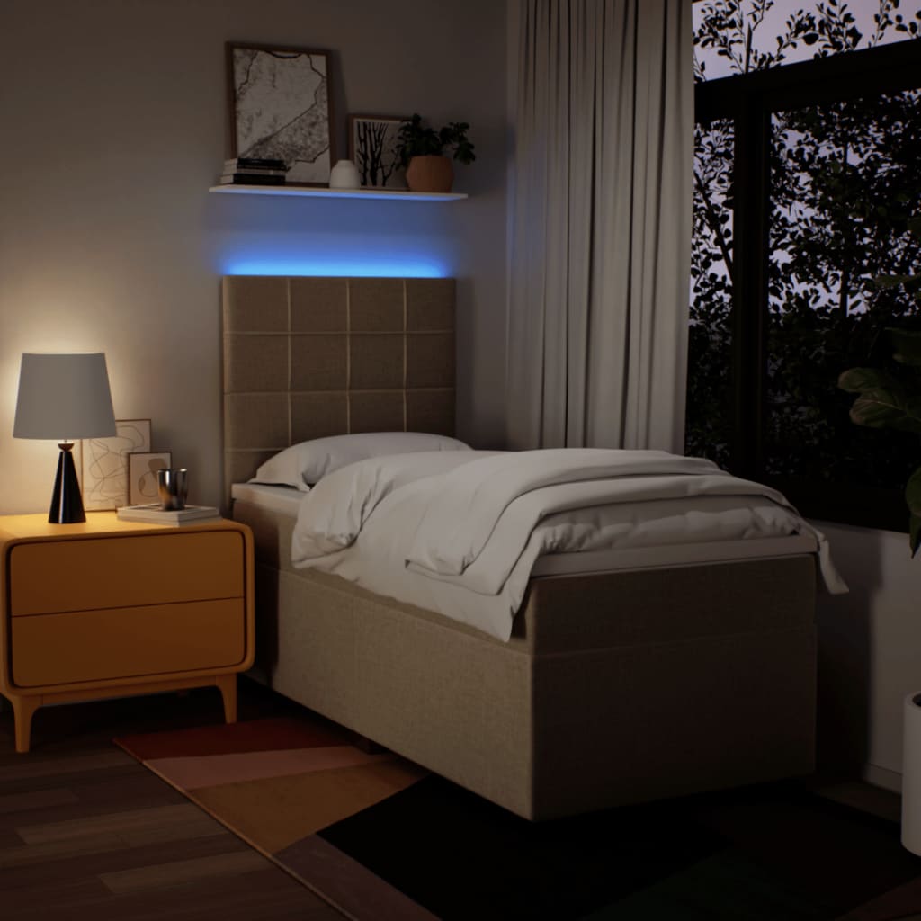 Pat box spring cu saltea, crem, 80x200 cm, textil GartenMobel Dekor