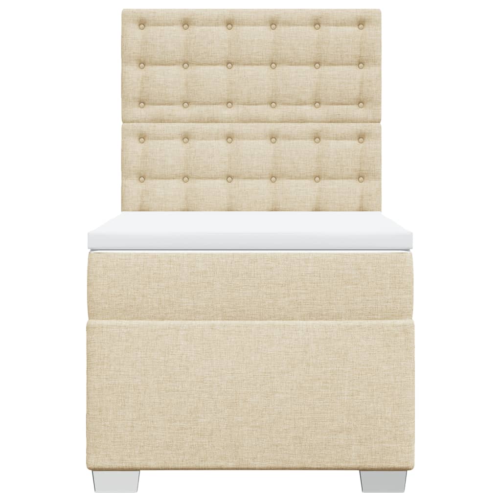 Pat box spring cu saltea, crem, 80x200 cm, textil GartenMobel Dekor