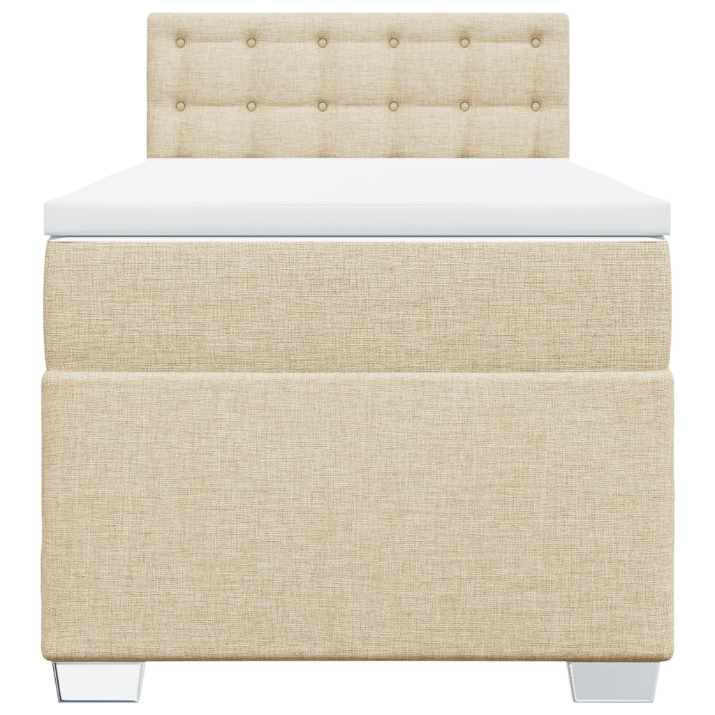 Pat box spring cu saltea, crem, 80x200 cm, textil GartenMobel Dekor