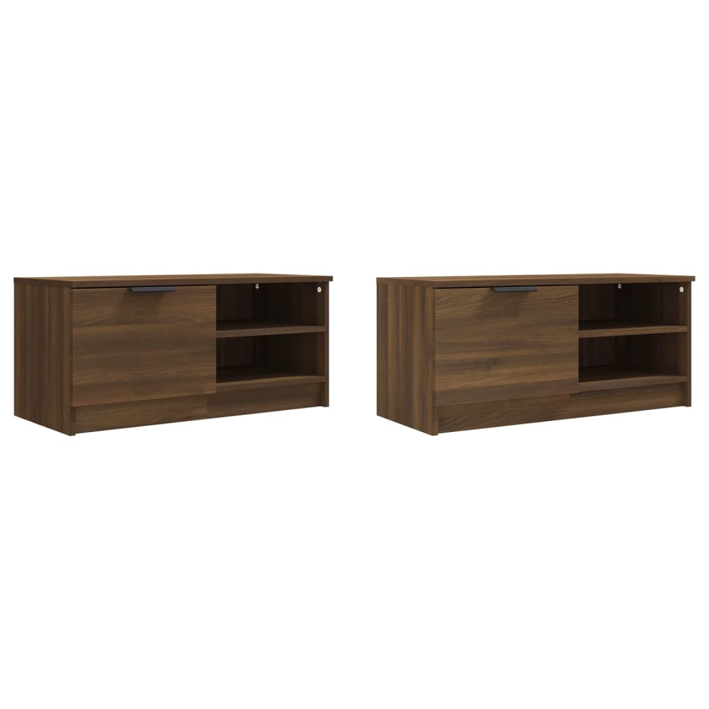 Comodă TV ,2 buc.,stejar maro,80x35x36,5 cm, lemn prelucrat GartenMobel Dekor