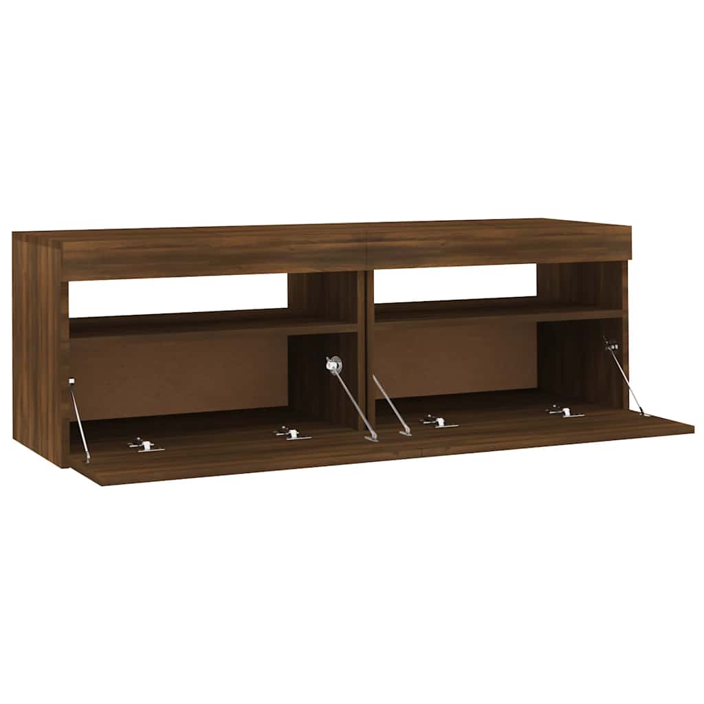 Comodă TV cu lumini LED, stejar maro, 120x35x40 cm GartenMobel Dekor