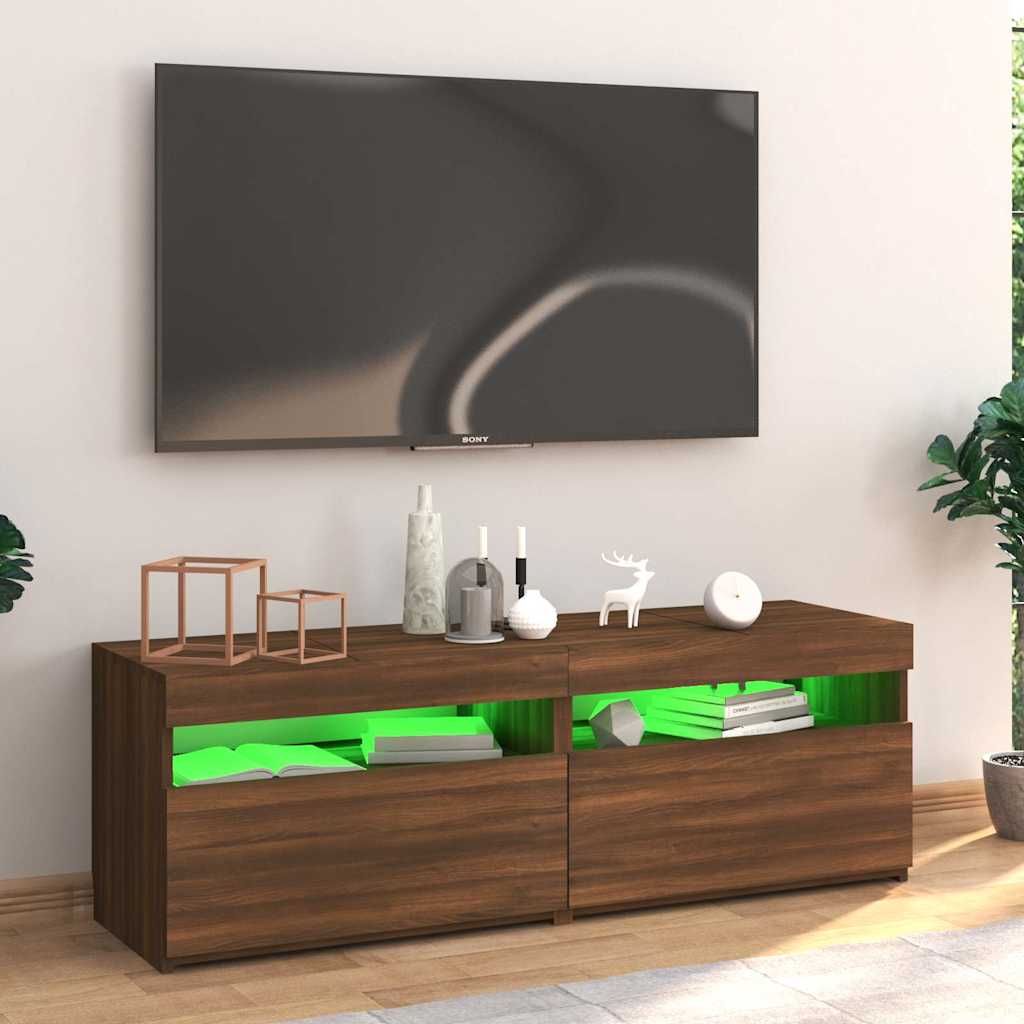 Comodă TV cu lumini LED, stejar maro, 120x35x40 cm GartenMobel Dekor