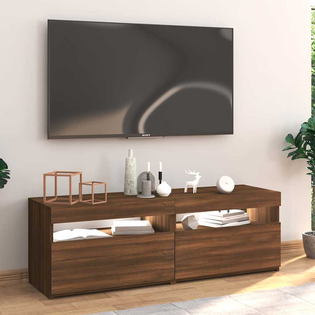 Comodă TV cu lumini LED, stejar maro, 120x35x40 cm GartenMobel Dekor