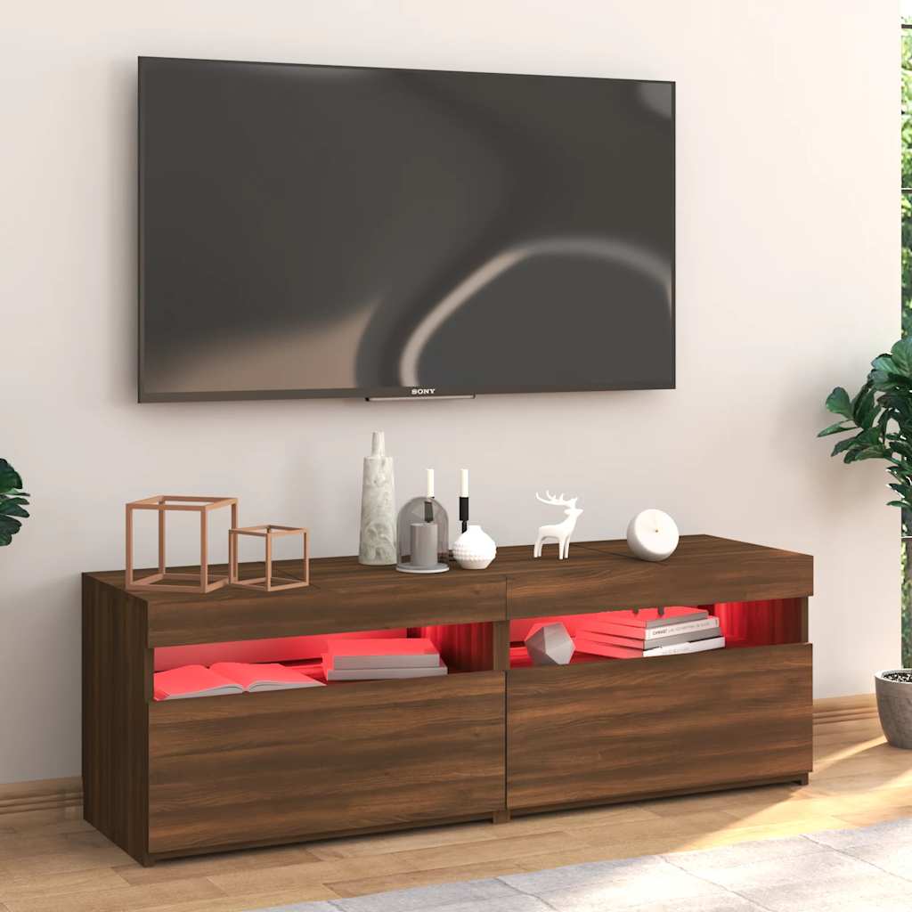Comodă TV cu lumini LED, stejar maro, 120x35x40 cm GartenMobel Dekor