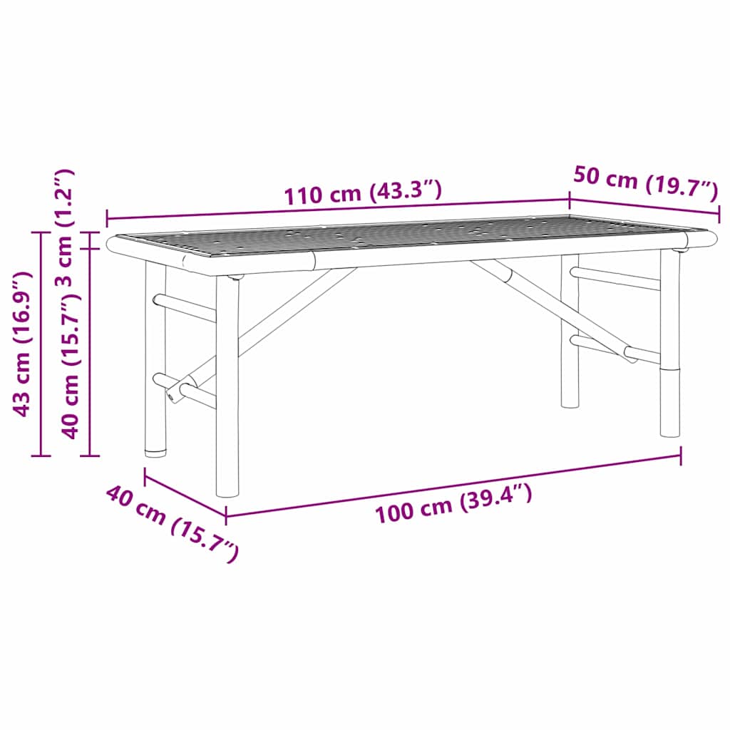 Masă de cafea Maro 110 x 50 x 43 cm Bambus GartenMobel Dekor