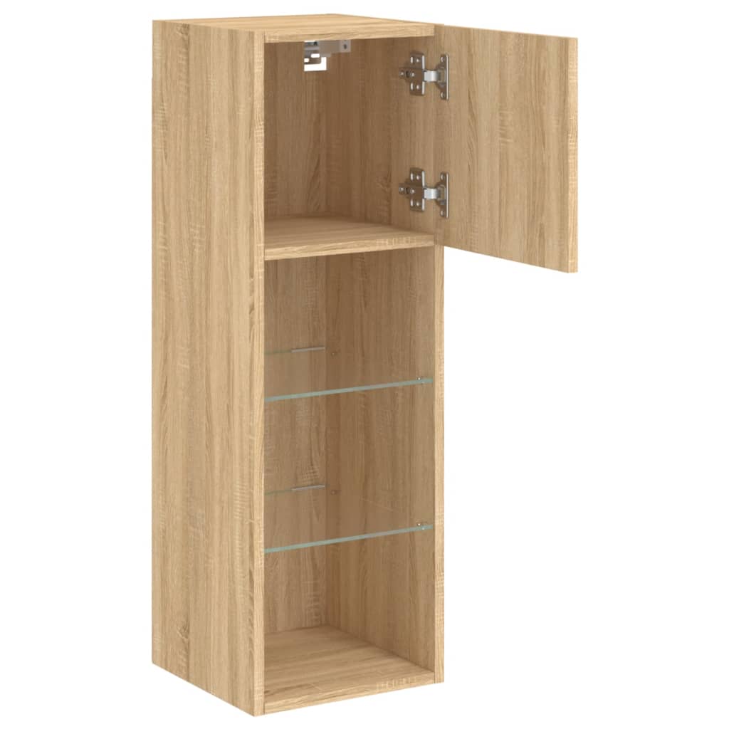 Comodă TV cu lumini LED, stejar sonoma, 30,5x30x90 cm GartenMobel Dekor