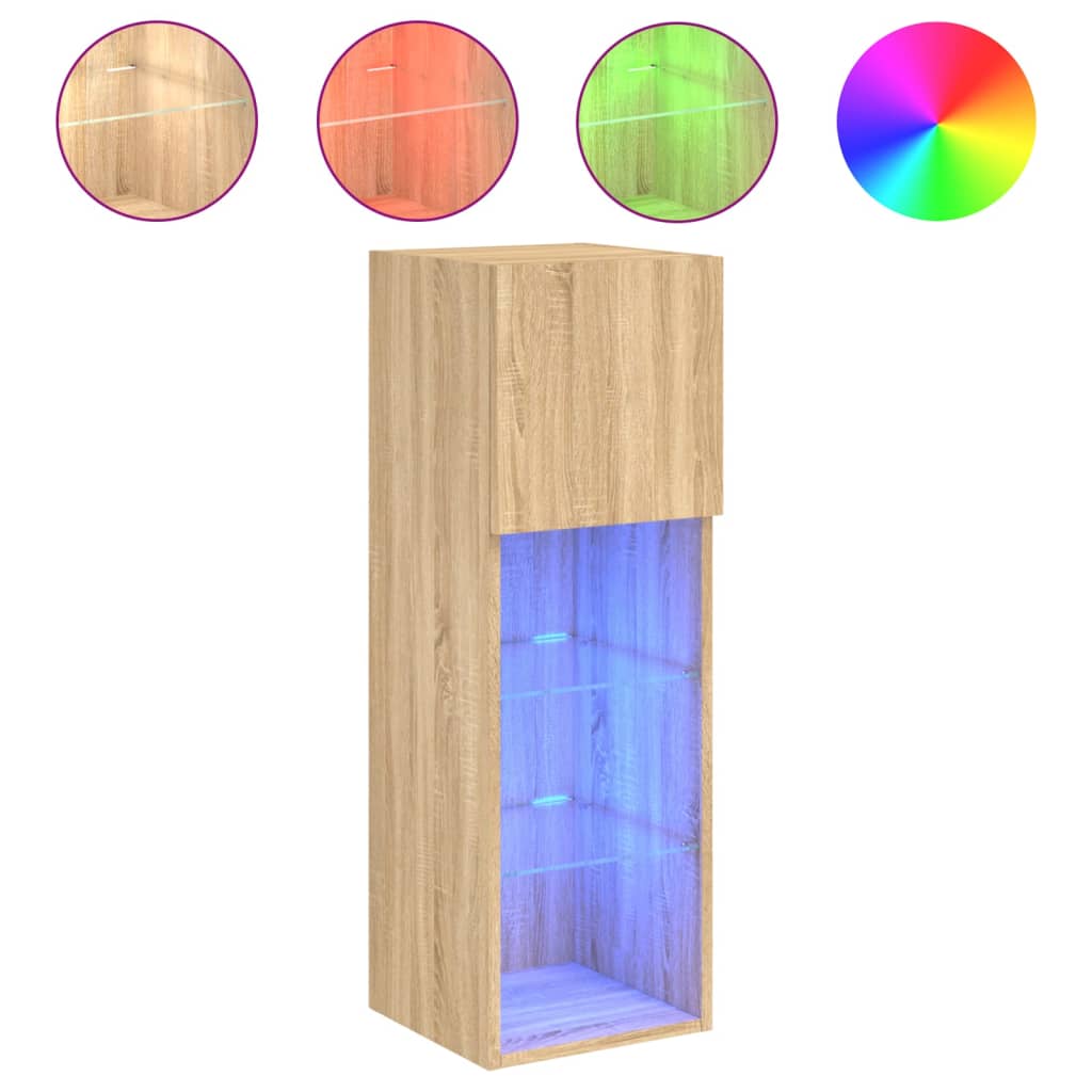 Comodă TV cu lumini LED, stejar sonoma, 30,5x30x90 cm GartenMobel Dekor