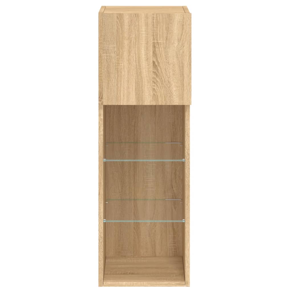Comodă TV cu lumini LED, stejar sonoma, 30,5x30x90 cm GartenMobel Dekor
