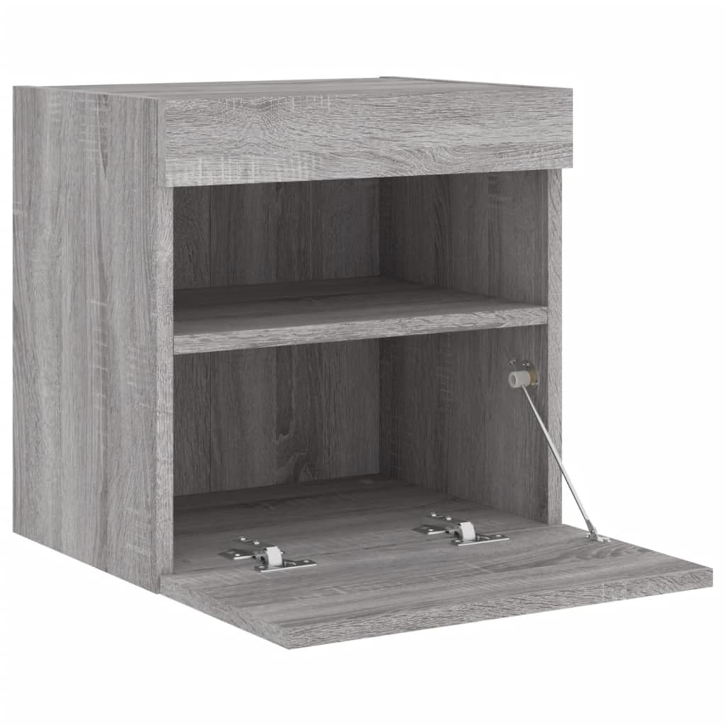 Comodă TV de perete cu lumini LED, gri sonoma, 40x30x40 cm GartenMobel Dekor
