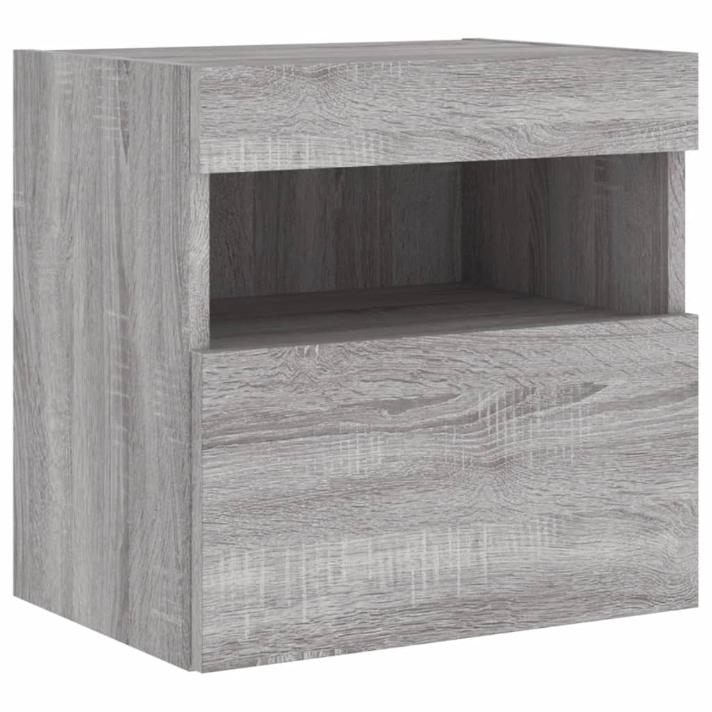 Comodă TV de perete cu lumini LED, gri sonoma, 40x30x40 cm GartenMobel Dekor