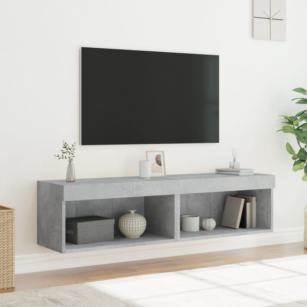 Comode TV cu lumini LED, 2 buc., gri beton, 60x30x30 cm GartenMobel Dekor